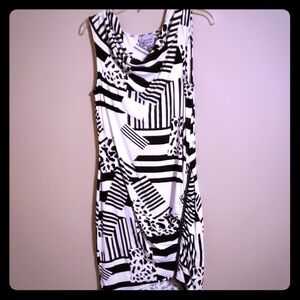 Lynne Ritchie silver graphic black white stretch